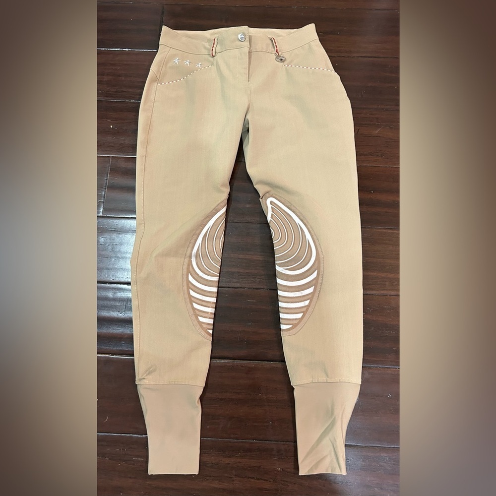 Stars & Stripes Tan Riding Breeches Equestrian with America theme ladies 27